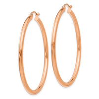 Thumbnail for 14k Rose Gold Polished 2.5mm Lightweight Tube Hoop Earrings