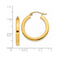 Thumbnail for 14k 3mm Polished Square Hoop Earrings