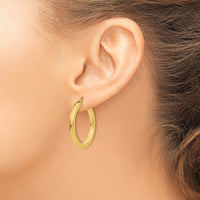 Thumbnail for 14k 3mm Polished Square Hoop Earrings