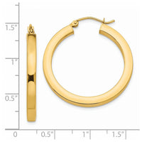 Thumbnail for 14k 3mm Polished Square Hoop Earrings
