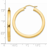 Thumbnail for 14k 3mm Polished Square Hoop Earrings