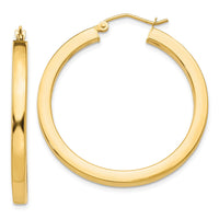 Thumbnail for 14k 3mm Polished Square Hoop Earrings