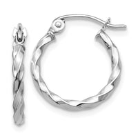 Thumbnail for 14k WG Twist Polished Hoop Earring