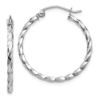 Thumbnail for 14k WG Twist Polished Hoop Earring