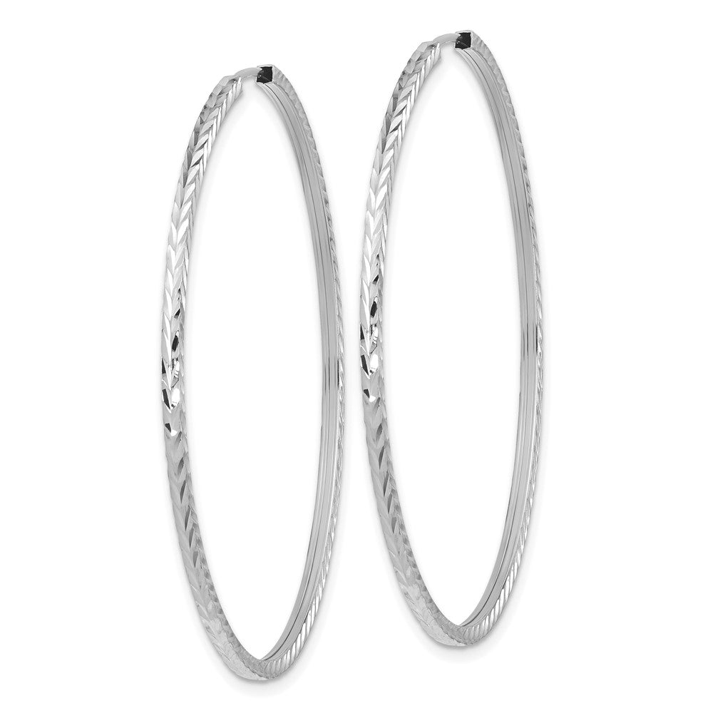 14k Diamond-cut Square Tube Endless Hoop Earrings