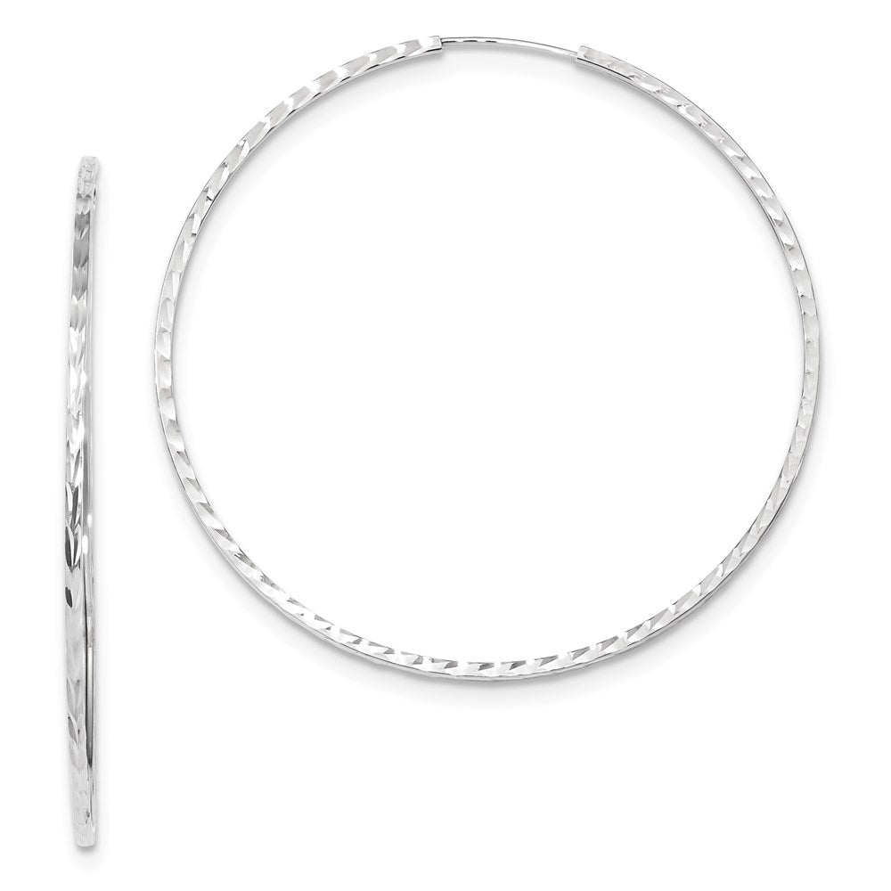 14k Diamond-cut Square Tube Endless Hoop Earrings