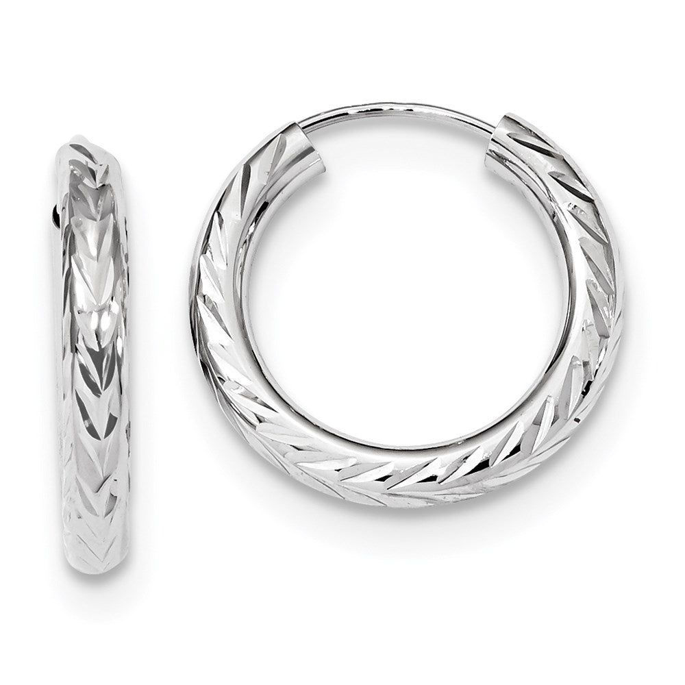 14k Polished & D/C Endless Hoop Earrings