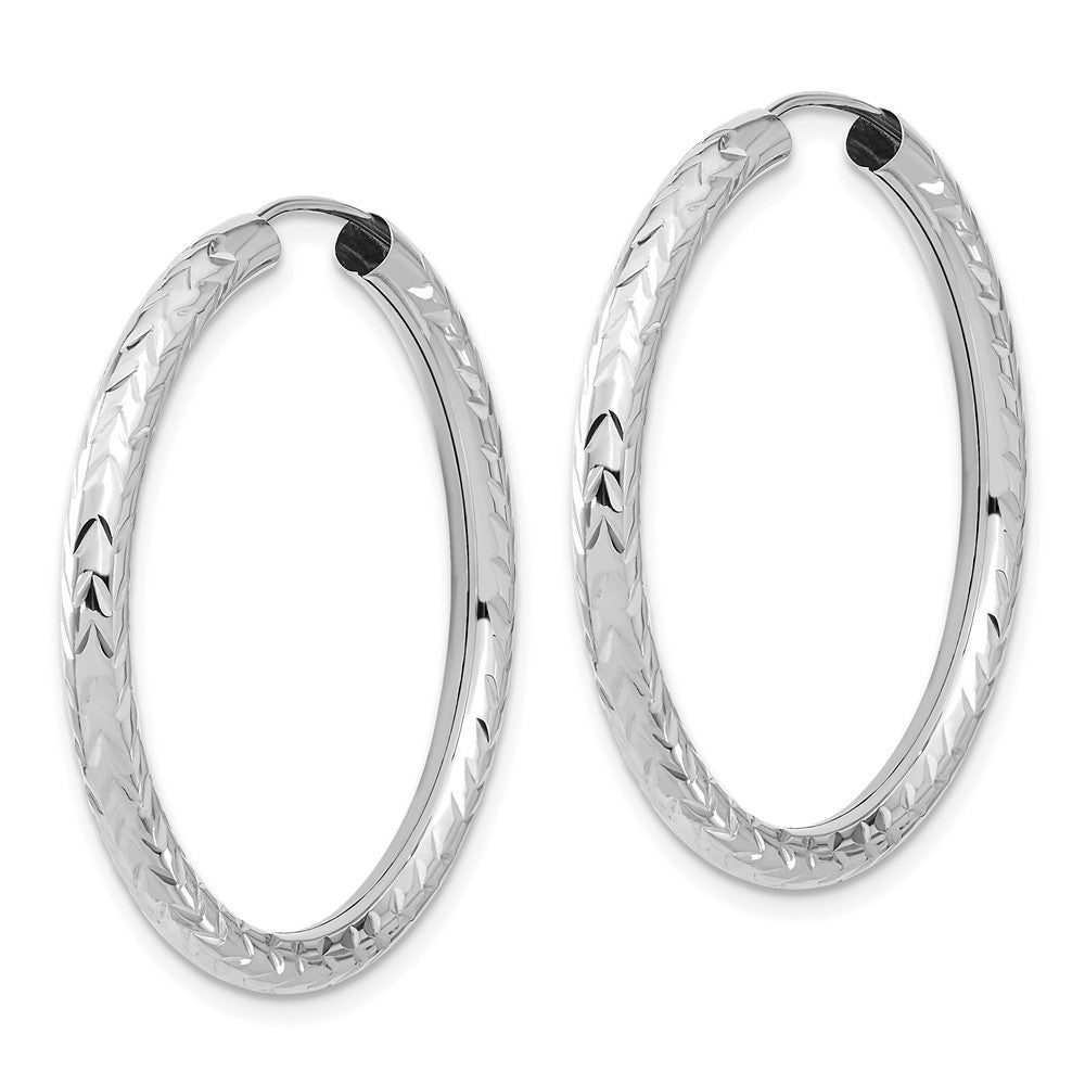 14k Polished & D/C Endless Hoop Earrings