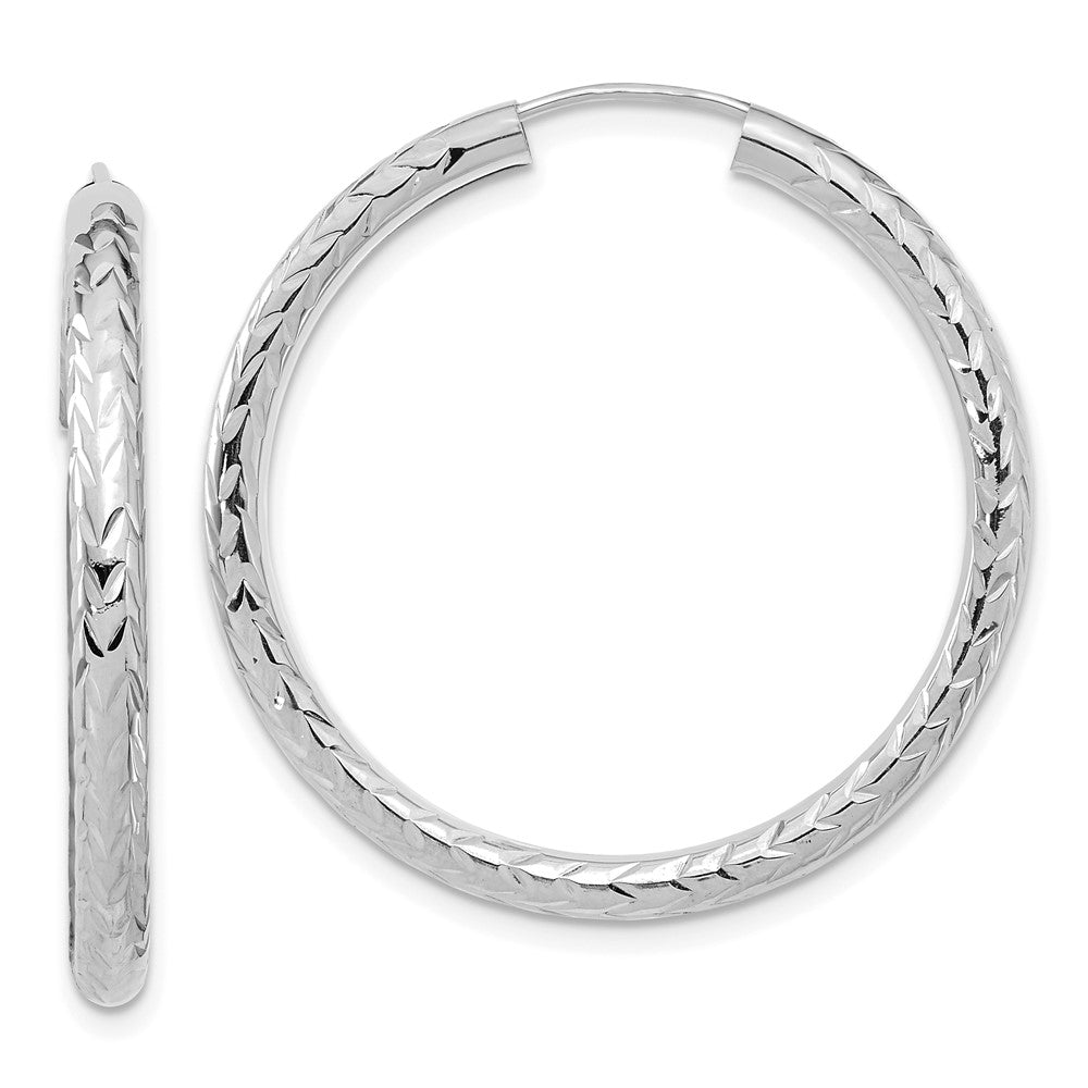 14k Polished & D/C Endless Hoop Earrings