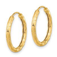 Thumbnail for 14k Gold Polished Faceted 2.5mm Hoop Earrings