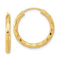 Thumbnail for 14k Gold Polished Faceted 2.5mm Hoop Earrings