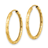 Thumbnail for 14k Gold Polished Faceted 2.5mm Hoop Earrings