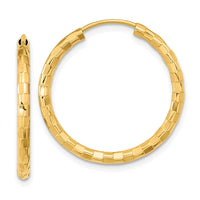 Thumbnail for 14k Gold Polished Faceted 2.5mm Hoop Earrings