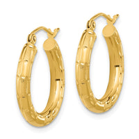 Thumbnail for 14k Polished Satin and Diamond-cut Hoop Earrings