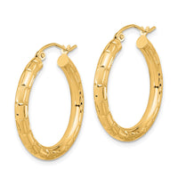 Thumbnail for 14k Polished Satin and Diamond-cut Hoop Earrings