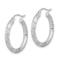 Thumbnail for 14k Polished Satin and Diamond-cut Hoop Earrings