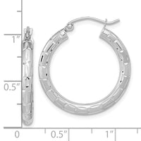 Thumbnail for 14k Polished Satin and Diamond-cut Hoop Earrings