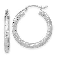 Thumbnail for 14k Polished Satin and Diamond-cut Hoop Earrings