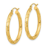 Thumbnail for 14k Polished Satin and Diamond-cut Hoop Earrings