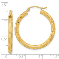 Thumbnail for 14k Polished Satin and Diamond-cut Hoop Earrings