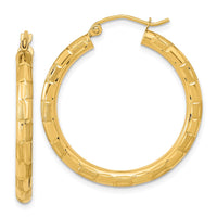 Thumbnail for 14k Polished Satin and Diamond-cut Hoop Earrings