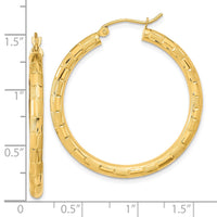 Thumbnail for 14k Polished Satin and Diamond-cut Hoop Earrings