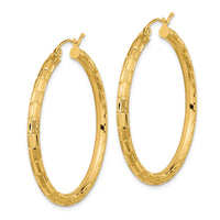 Thumbnail for 14k Polished Satin and Diamond-cut Hoop Earrings