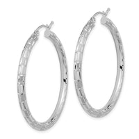 Thumbnail for 14k Polished Satin and Diamond-cut Hoop Earrings