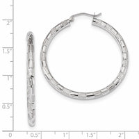 Thumbnail for 14k Polished Satin and Diamond-cut Hoop Earrings