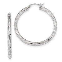 Thumbnail for 14k Polished Satin and Diamond-cut Hoop Earrings