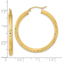 Thumbnail for 14k Polished Satin and Diamond-cut Hoop Earrings