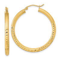 Thumbnail for 14k Polished Satin and Diamond-cut Hoop Earrings