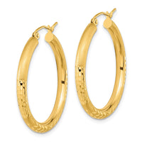 Thumbnail for 14k Polished Satin and Diamond-cut Hoop Earrings