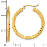 Thumbnail for 14k Polished Satin and Diamond-cut Hoop Earrings