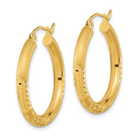 Thumbnail for 14k Polished Satin and Diamond-cut Hoop Earringss