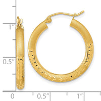 Thumbnail for 14k Polished Satin and Diamond-cut Hoop Earringss