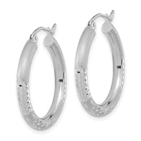 Thumbnail for 14k Polished Satin and Diamond-cut Hoop Earringss
