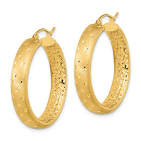 Thumbnail for 14k Polished Satin and Diamond-cut Hoop Earrings
