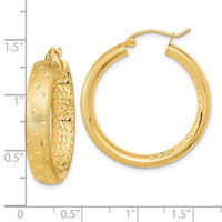 Thumbnail for 14k Polished Satin and Diamond-cut Hoop Earrings