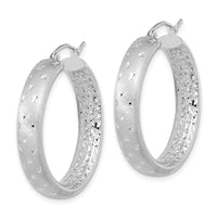 Thumbnail for 14k Polished Satin and Diamond-cut Hoop Earrings