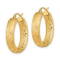 Thumbnail for 14k Polished Satin and Diamond-cut In/Out Hoop Earrings