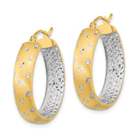 Thumbnail for 14k Polished Satin and Diamond-cut In/Out Hoop Earrings