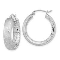 Thumbnail for 14k Polished Satin and Diamond-cut In/Out Hoop Earrings