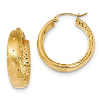 Thumbnail for 14k Polished Satin and Diamond-cut In/Out Hoop Earrings