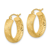 Thumbnail for 14k Polished Satin and Diamond-cut In/Out Hoop Earrings