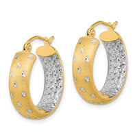 Thumbnail for 14k Polished Satin and Diamond-cut In/Out Hoop Earrings