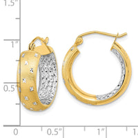 Thumbnail for 14k Polished Satin and Diamond-cut In/Out Hoop Earrings