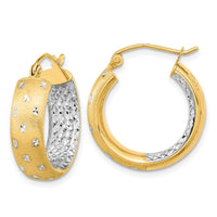 Thumbnail for 14k Polished Satin and Diamond-cut In/Out Hoop Earrings