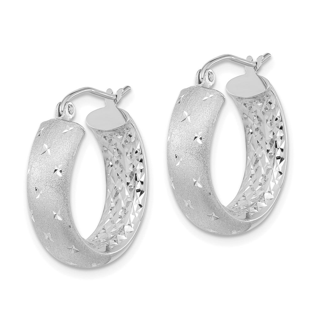 14k Polished Satin and Diamond-cut In/Out Hoop Earrings