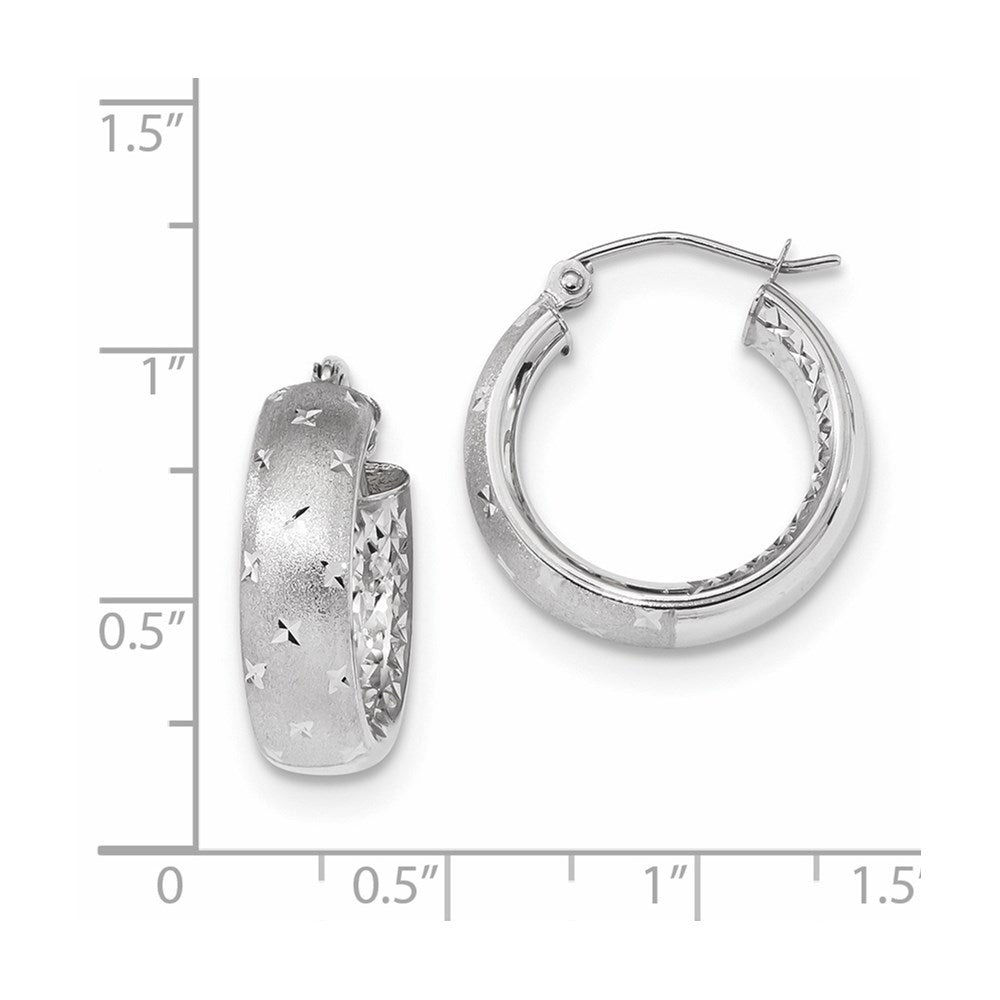 14k Polished Satin and Diamond-cut In/Out Hoop Earrings